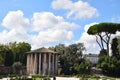 Bocca della Verita, Forum Boarium with Temple of Hercules Victor, Tempio di Portuno - Fountain of Tritons in Rome, Italy Royalty Free Stock Photo